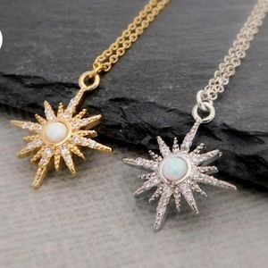 Opal North Star Necklace CZ - Gold